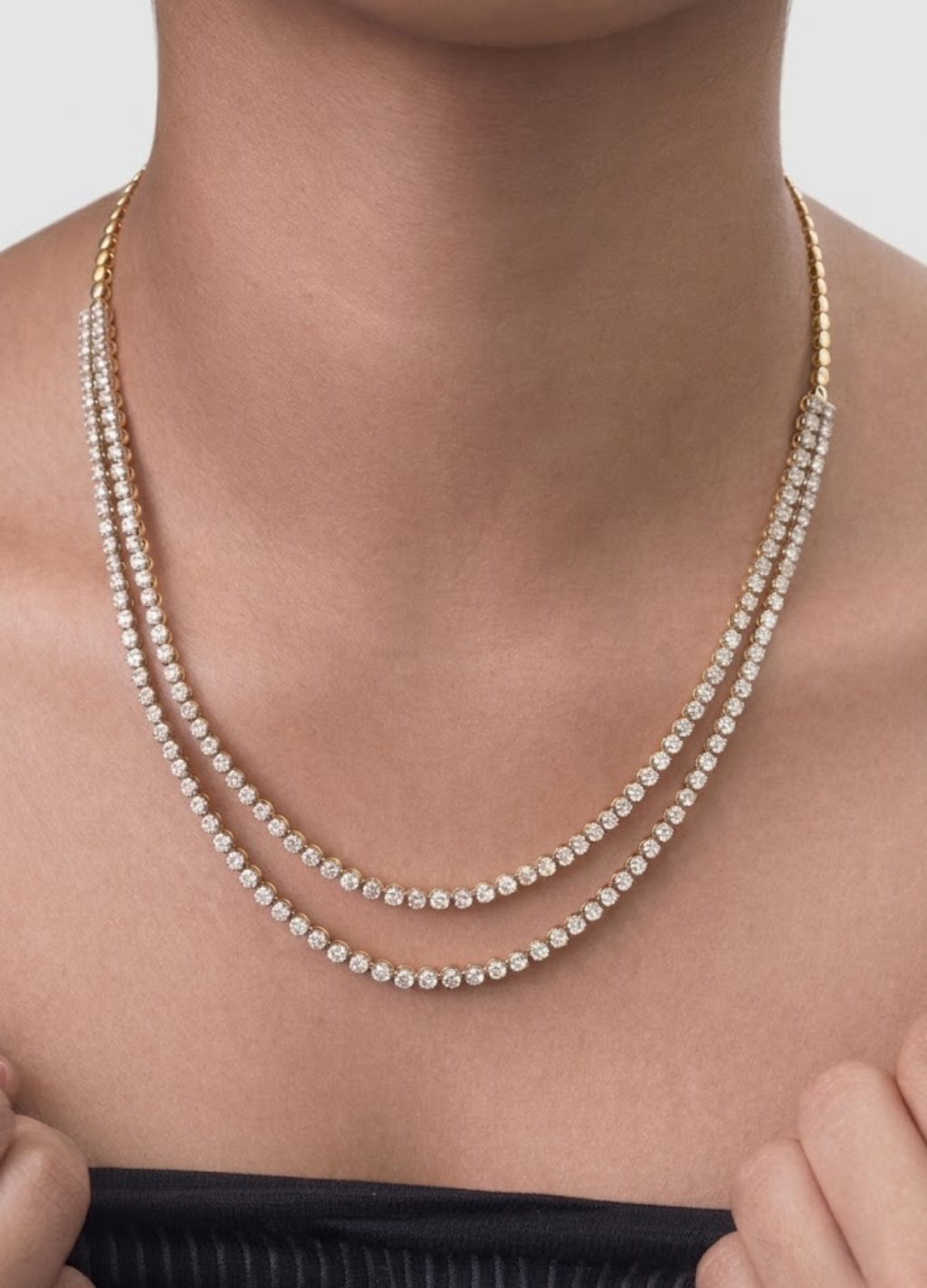 16 Ct. (VS-EF) Double Layer Lab Grown Diamond Necklace for Women