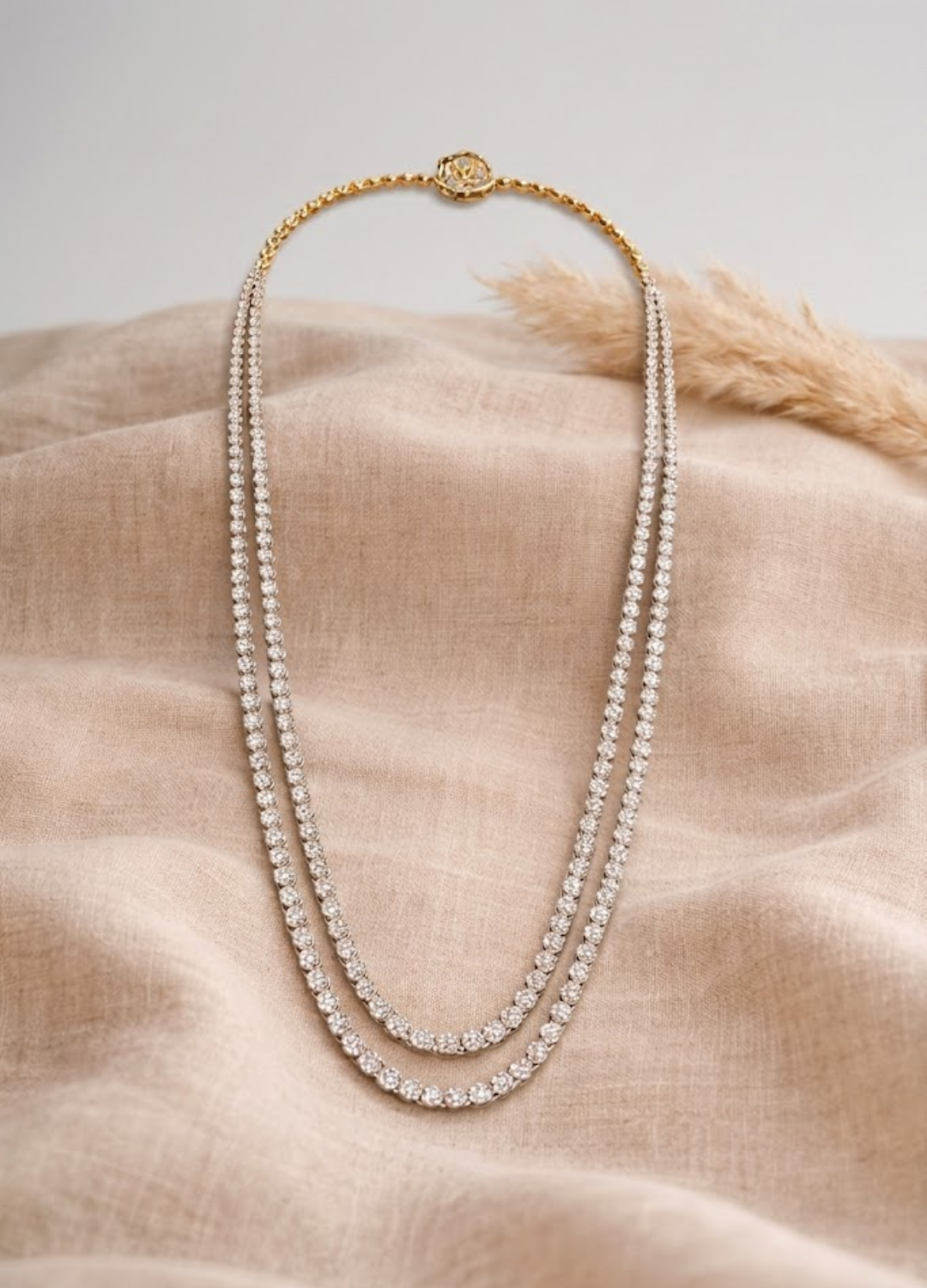 Double Layer Natural Diamond Necklace for Women | Luxury Diamond Necklace | Fine Diamond Jewelry