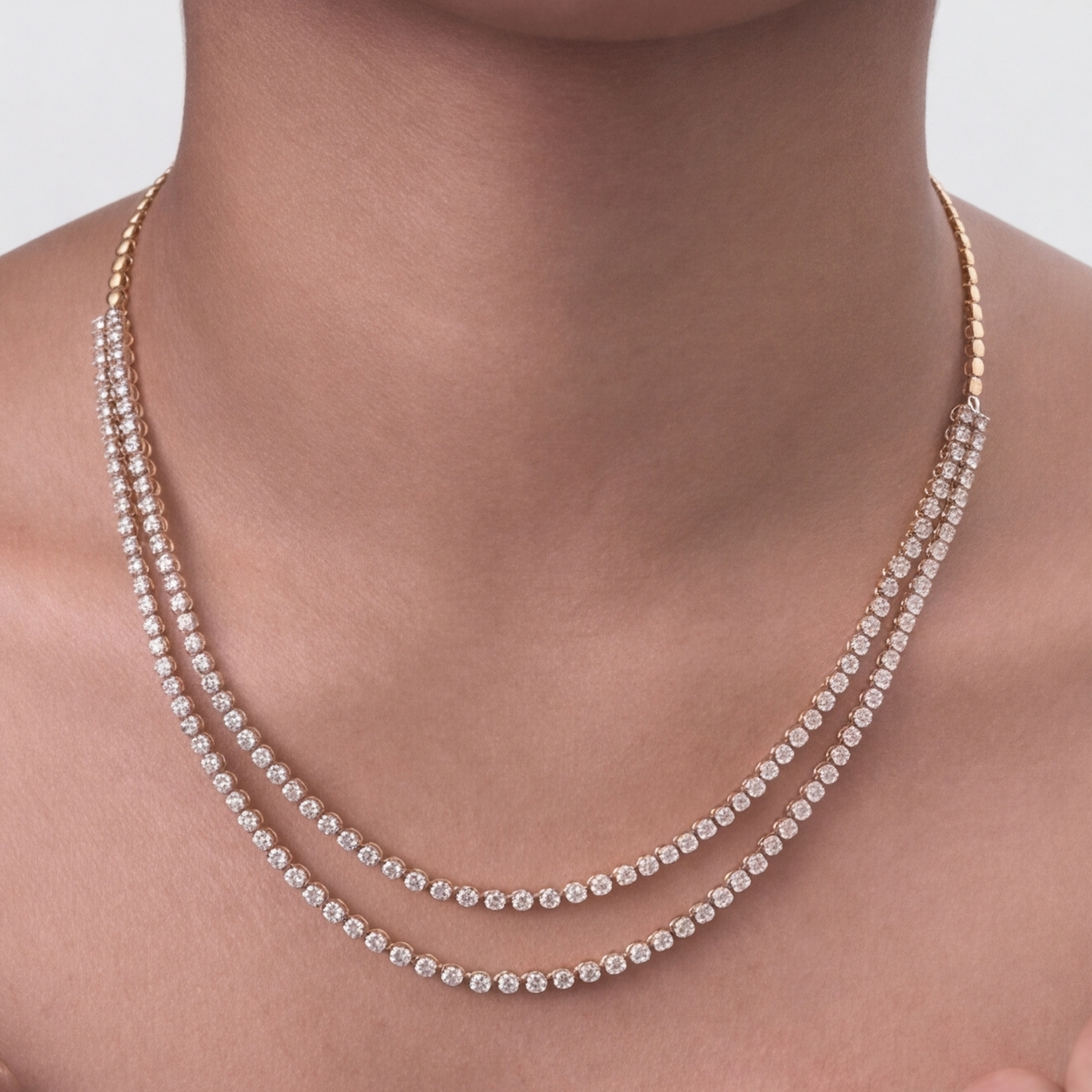 16 Ct. Double Layer Lab Grown Diamond Necklace (VS-EF)