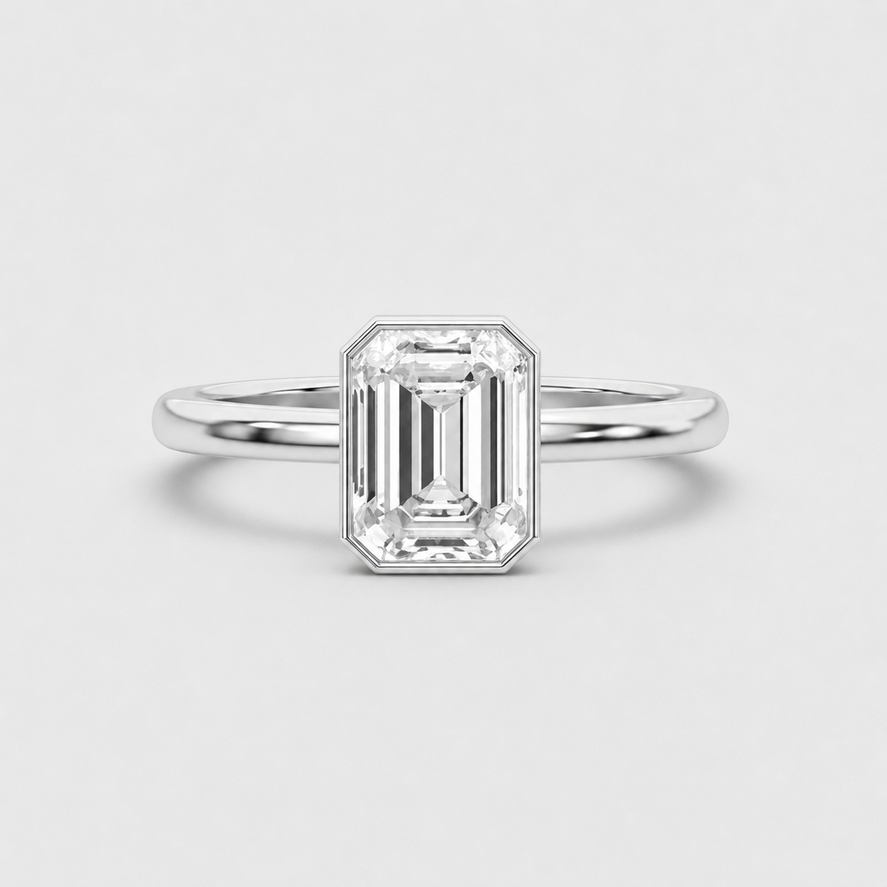 3 Ct. Lab-Grown Diamond Emerald Cut Bezel Solitaire Ring (EF-VS)