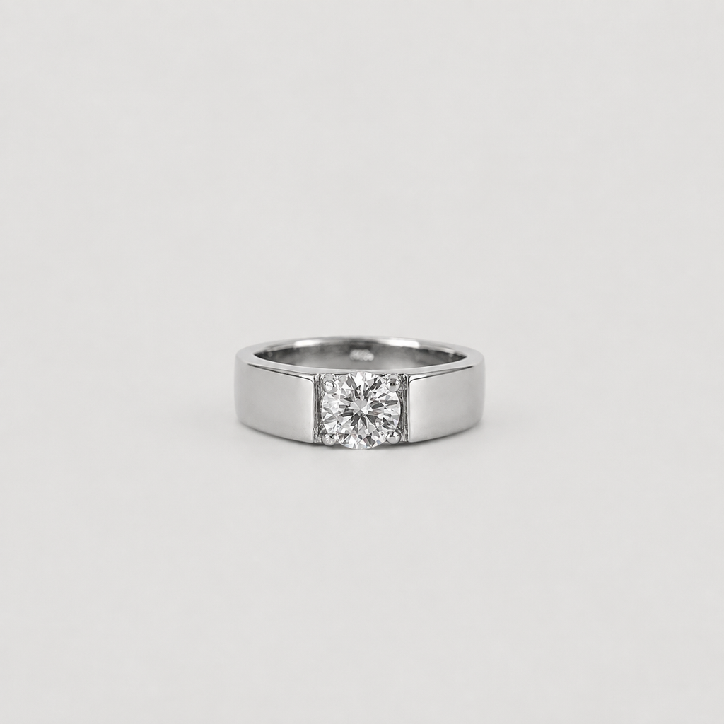 1.5 Ct. Lab Grown Diamond Round Cut Solitaire Men Ring (VS-EF)