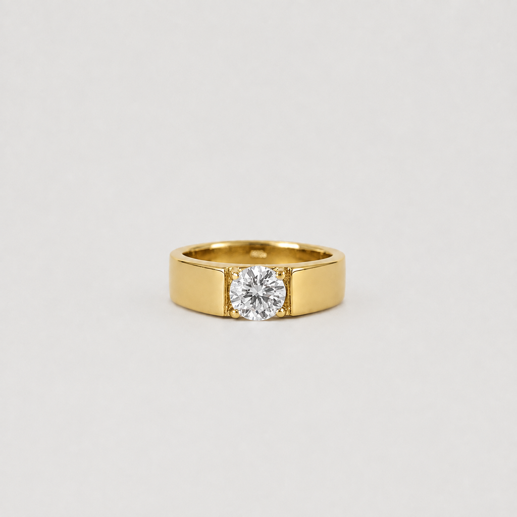 1.5 Ct. Lab Grown Diamond Round Cut Solitaire Men Ring (VS-EF)