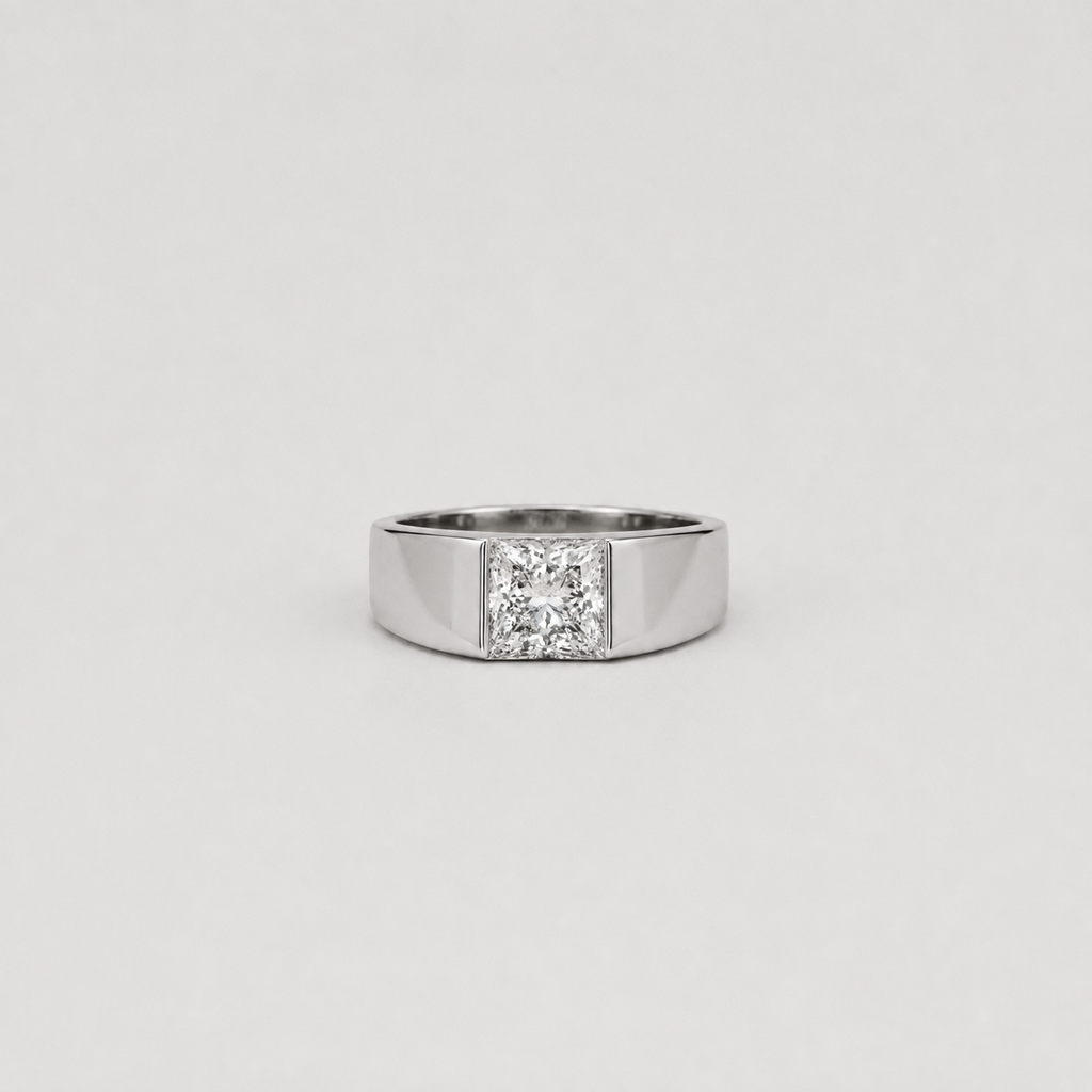 1.5 Ct. Lab-Grown Diamond Princess-Cut Solitaire Men Ring (VS-EF)