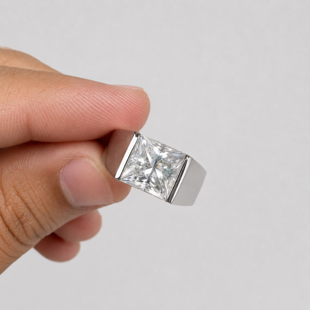 1.5 Ct. Lab-Grown Diamond Princess-Cut Solitaire Men Ring (VS-EF)