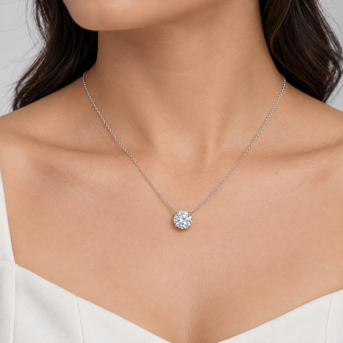 2 Ct. Lab Grown Diamond Round Cut Solitaire Pendant Necklace (VS-EF)