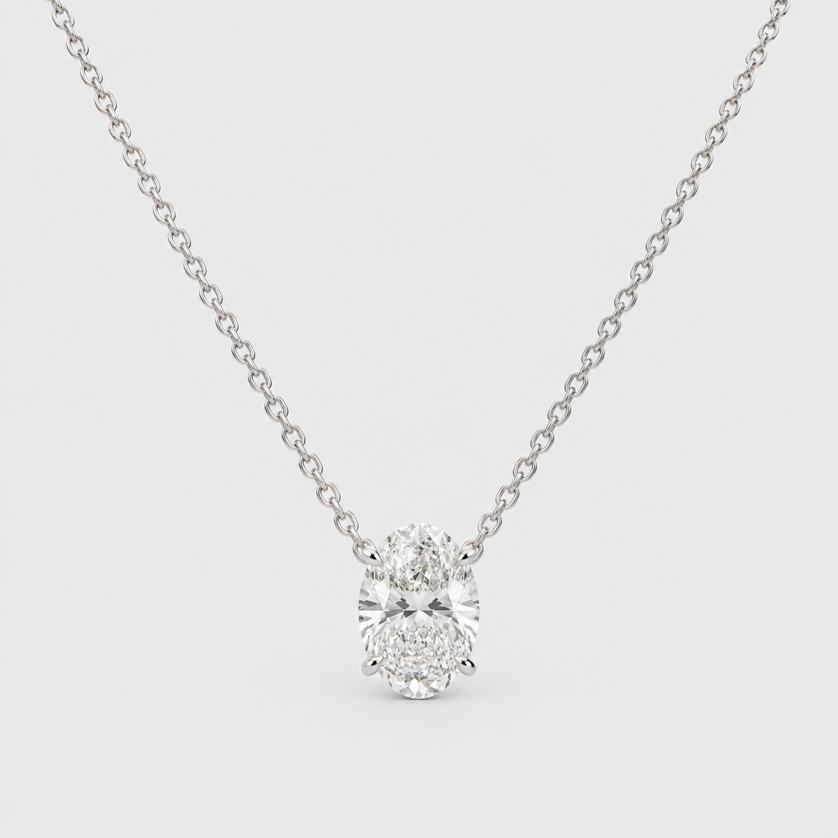 3 Ct. Lab Grown Diamond Oval Solitaire Pendant Necklace (VS-EF)