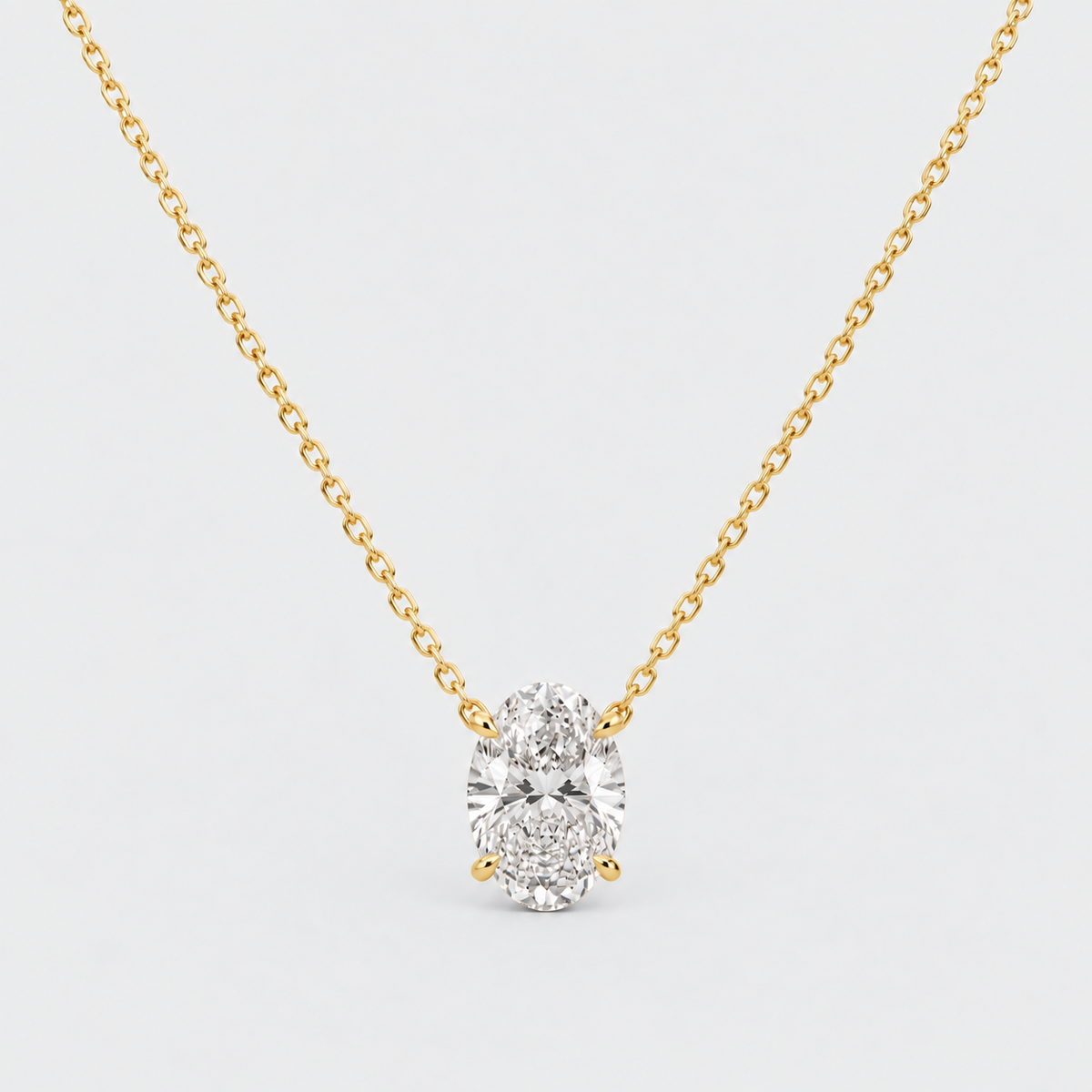 3 Ct. Lab Grown Diamond Oval Solitaire Pendant Necklace (VS-EF)