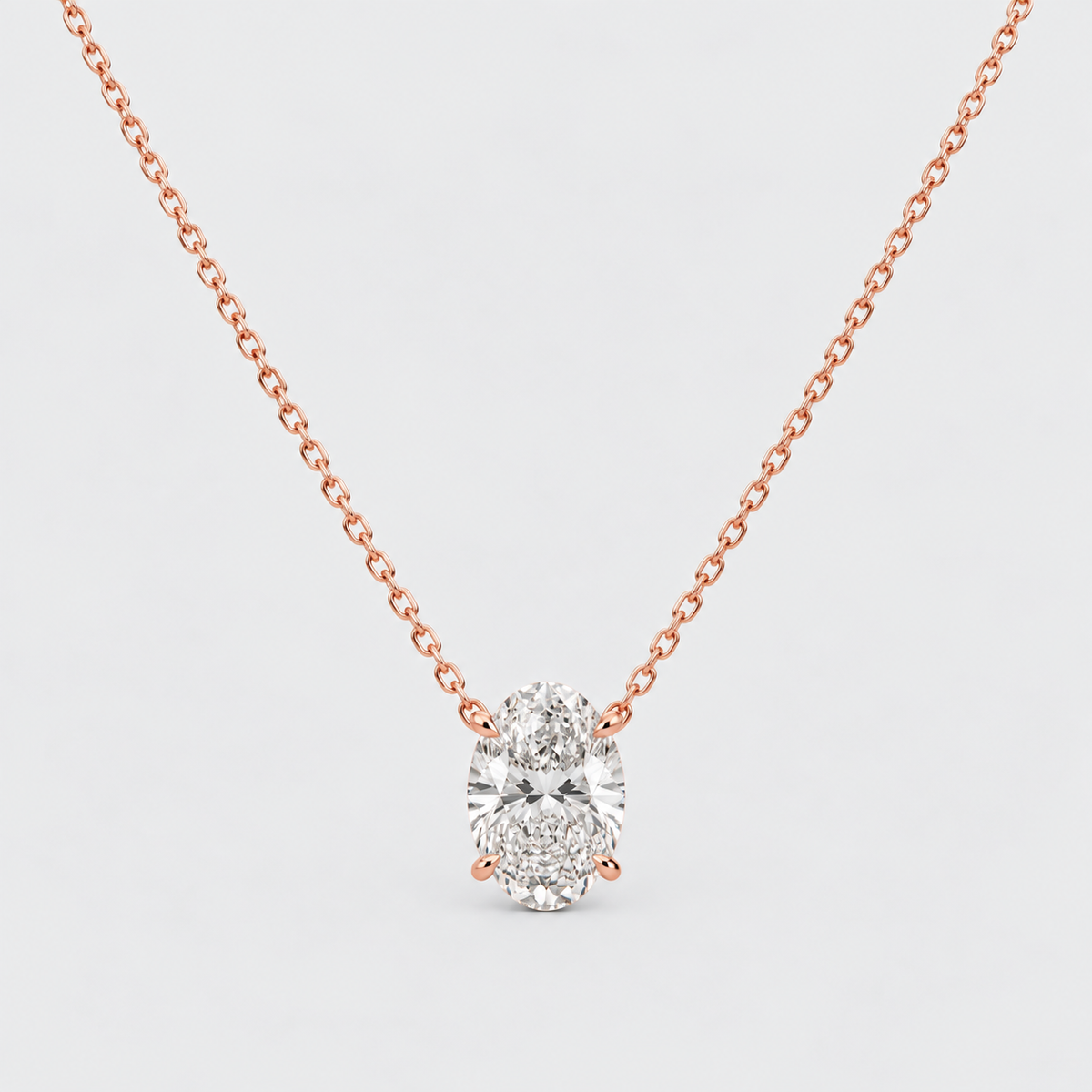 3 Ct. Lab Grown Diamond Oval Solitaire Pendant Necklace (VS-EF)