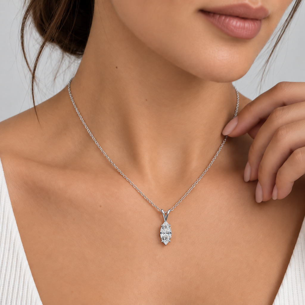 1.25 Ct. Lab Grown Diamond Marquise Solitaire Pendant Necklace (VS-EF)