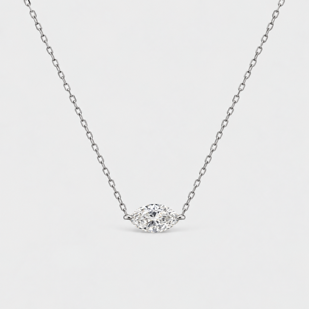 1 Ct. Lab Grown Diamond Solitaire Pendant Necklace Marquise Cut (VS-EF)