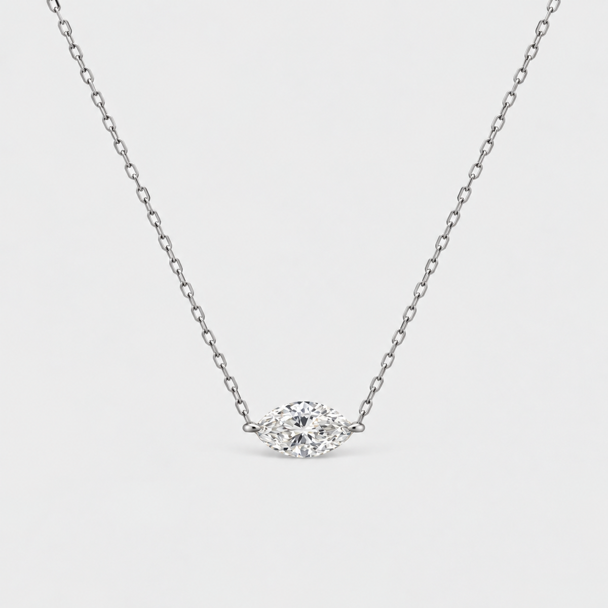 1 Ct. Lab Grown Diamond Solitaire Pendant Necklace Marquise Cut (VS-EF)