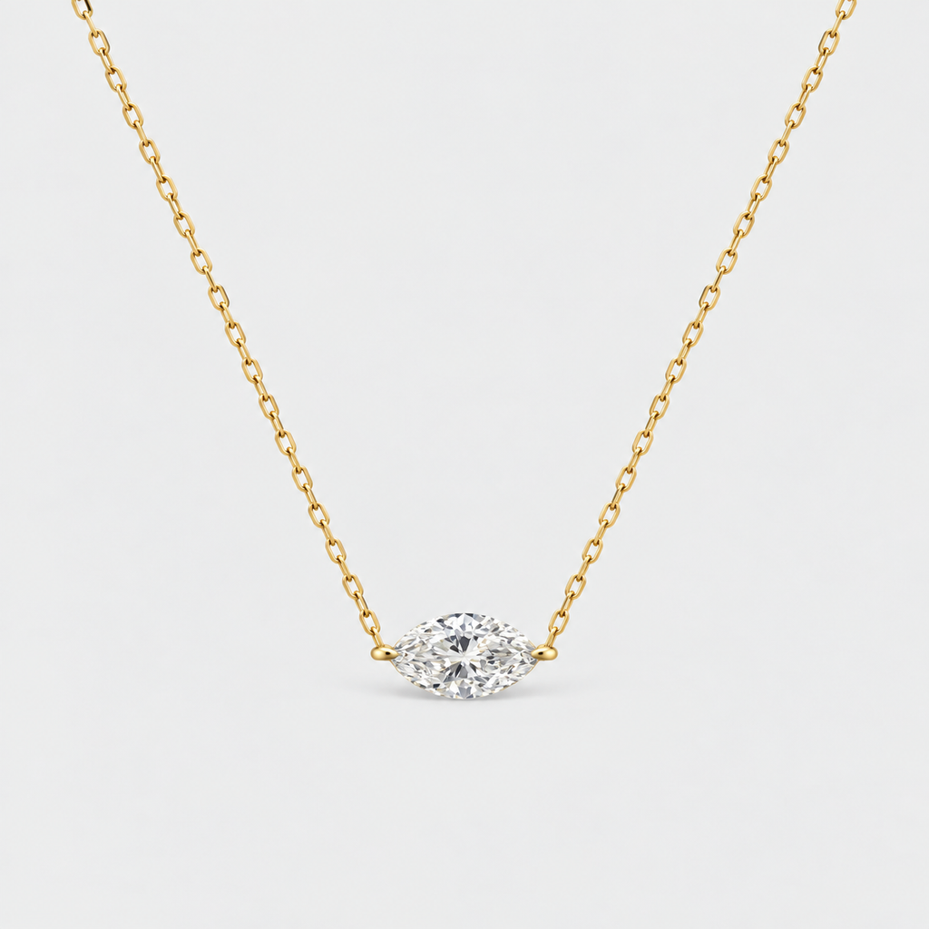 1 Ct. Lab Grown Diamond Solitaire Pendant Necklace Marquise Cut (VS-EF)