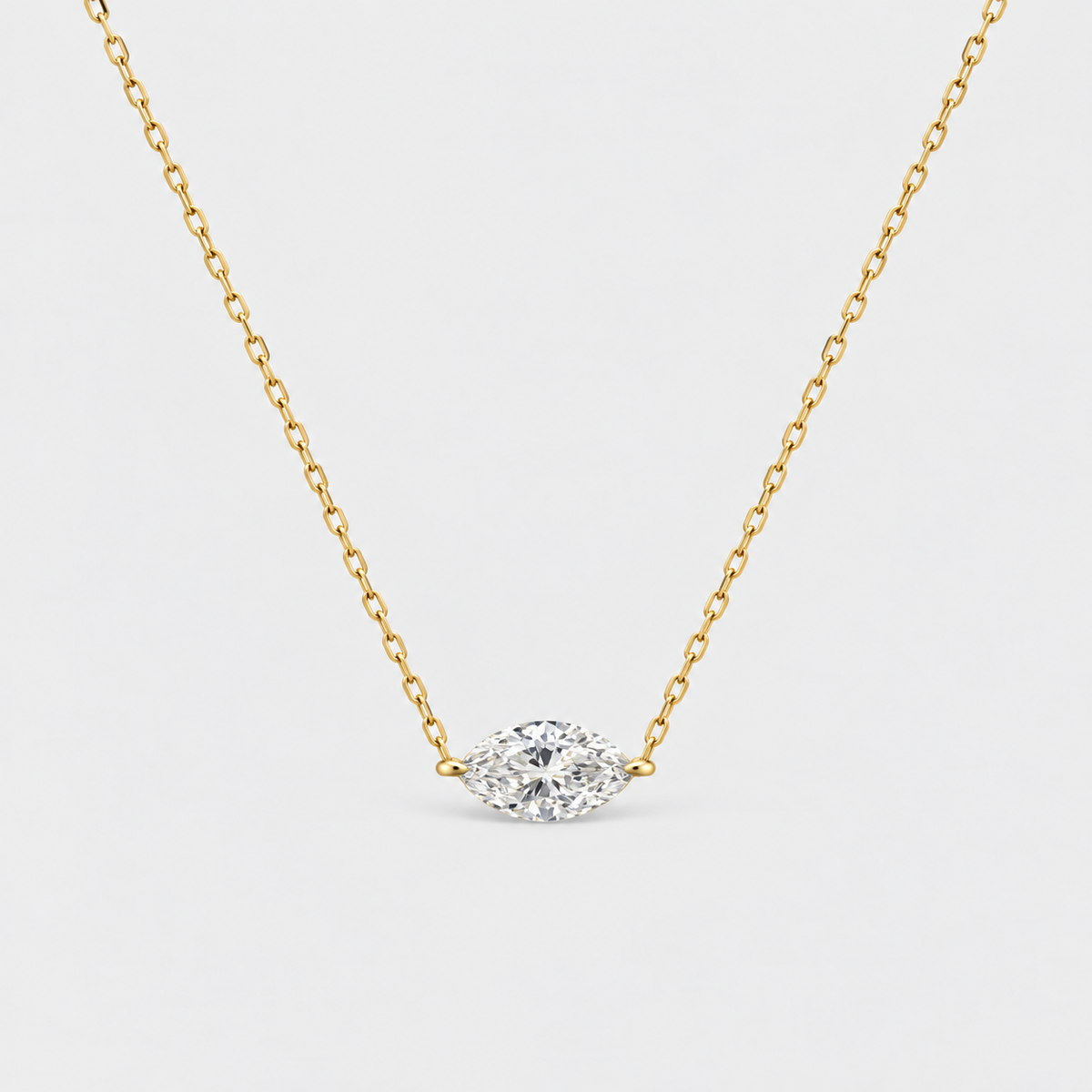 1 Ct. Lab Grown Diamond Solitaire Pendant Necklace Marquise Cut (VS-EF)