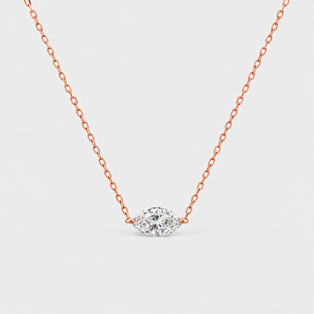 1 Ct. Lab Grown Diamond Solitaire Pendant Necklace Marquise Cut (VS-EF)