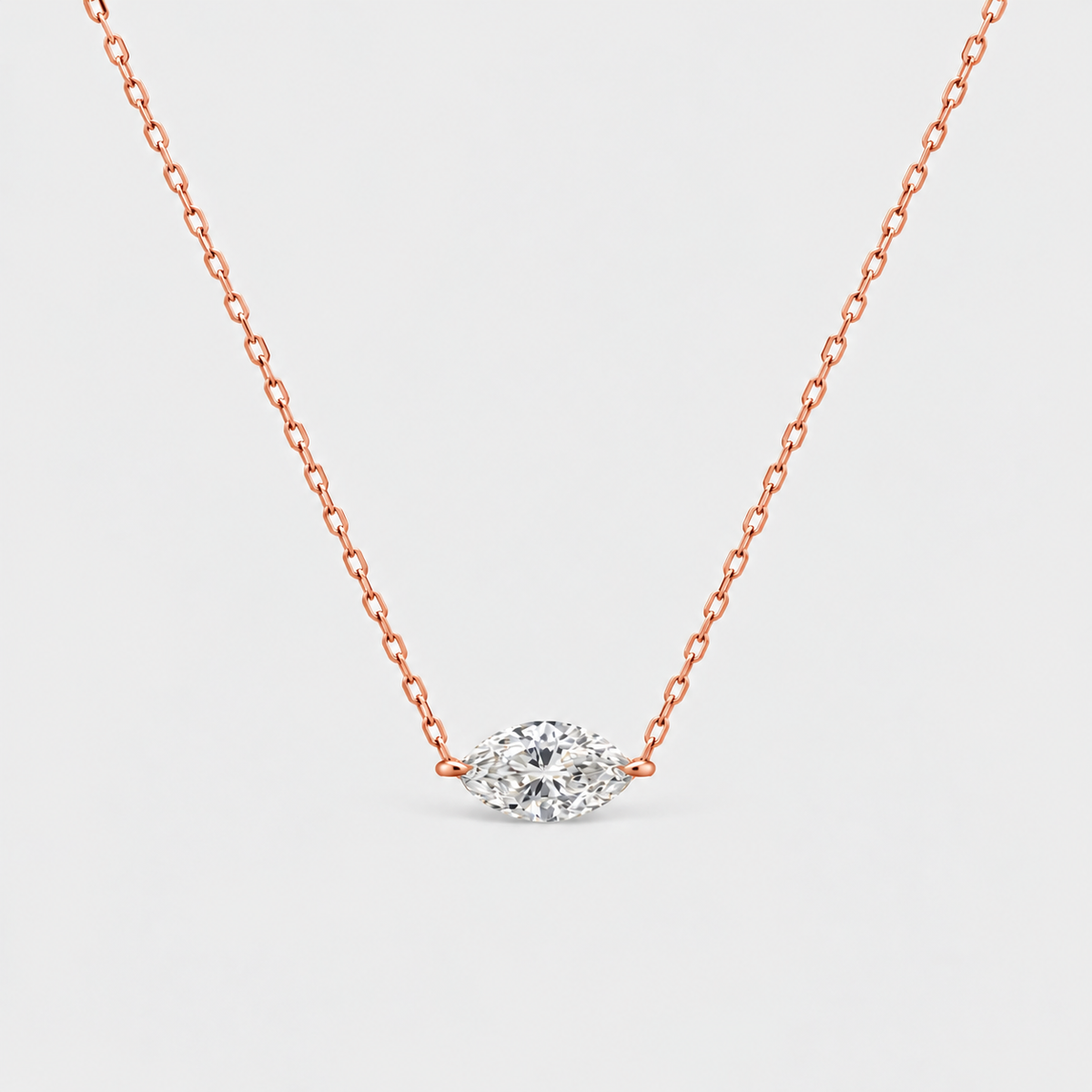 1 Ct. Lab Grown Diamond Solitaire Pendant Necklace Marquise Cut (VS-EF)