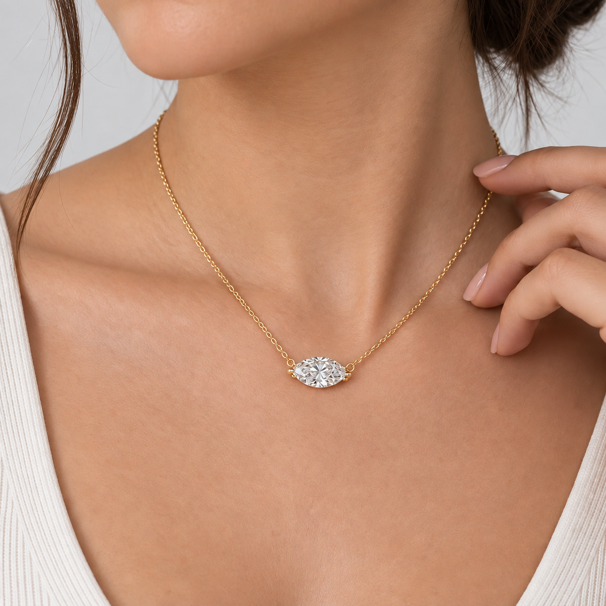 1.25 Ct. Lab Grown Diamond Marquise Solitaire Pendant Necklace (VS-EF)