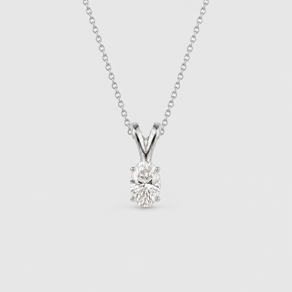 2 Ct. Lab Grown Diamond Oval Cut Solitaire Pendant Necklace (VS-EF)