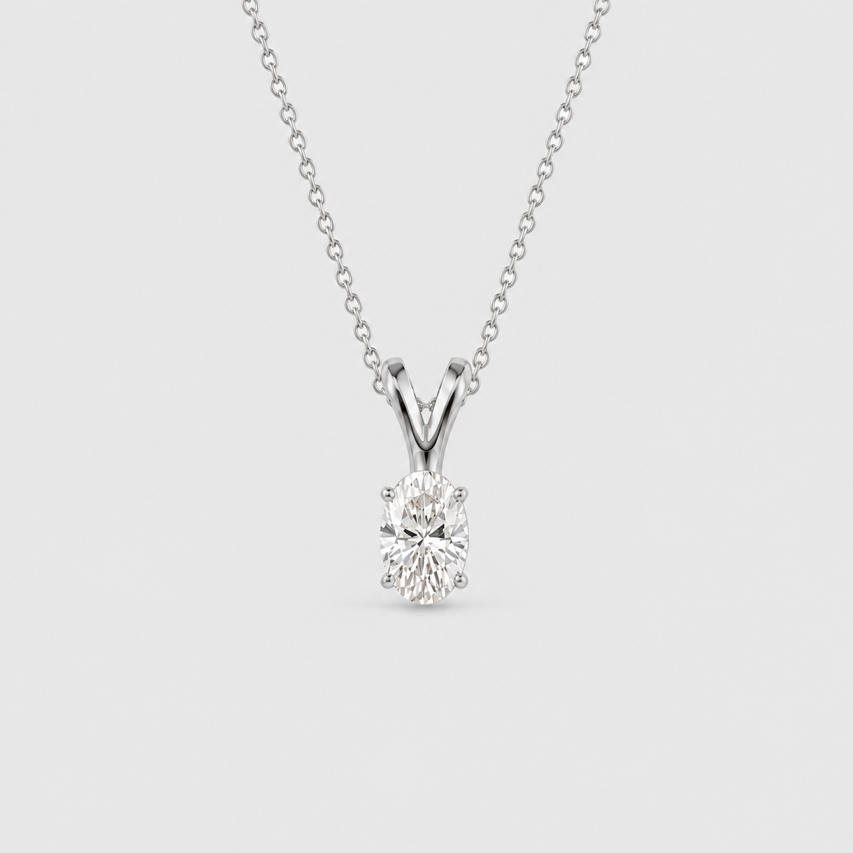 2 Ct. Lab Grown Diamond Oval Cut Solitaire Pendant Necklace (VS-EF)