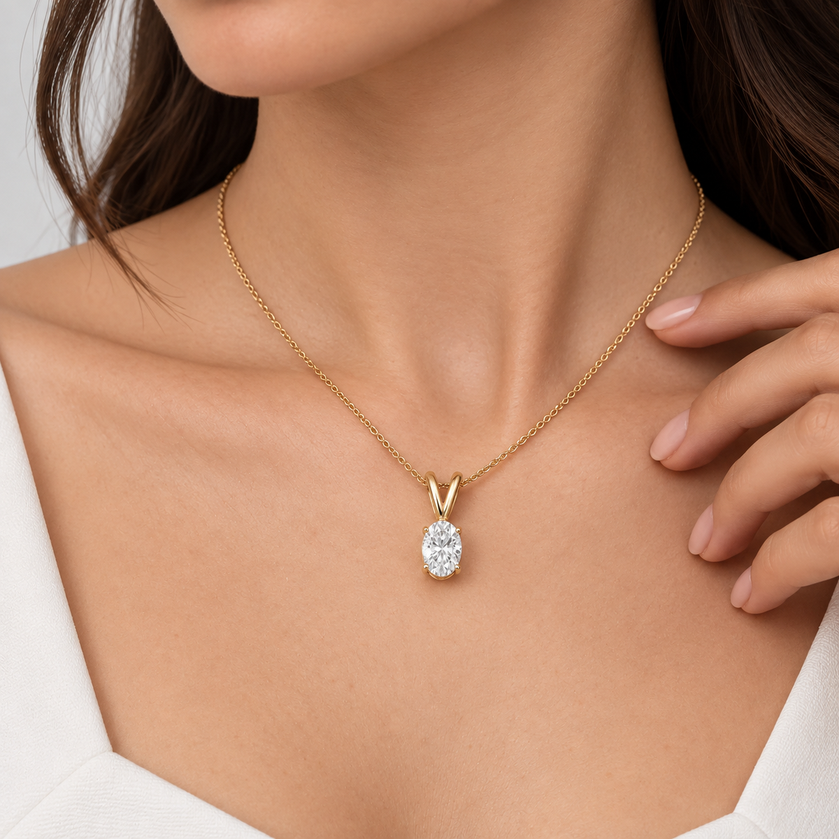 2 Ct. Lab Grown Diamond Oval Cut Solitaire Pendant Necklace (VS-EF)
