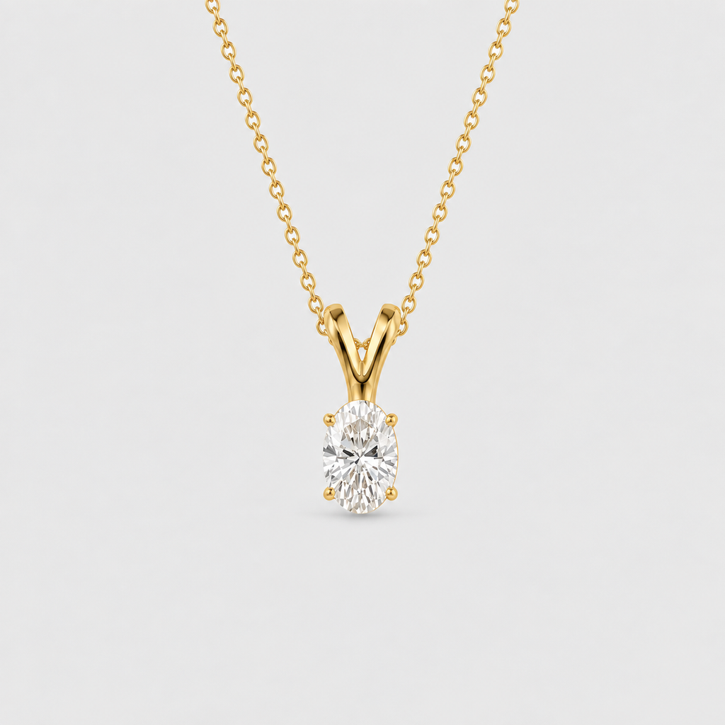 2 Ct. Lab Grown Diamond Oval Cut Solitaire Pendant Necklace (VS-EF)