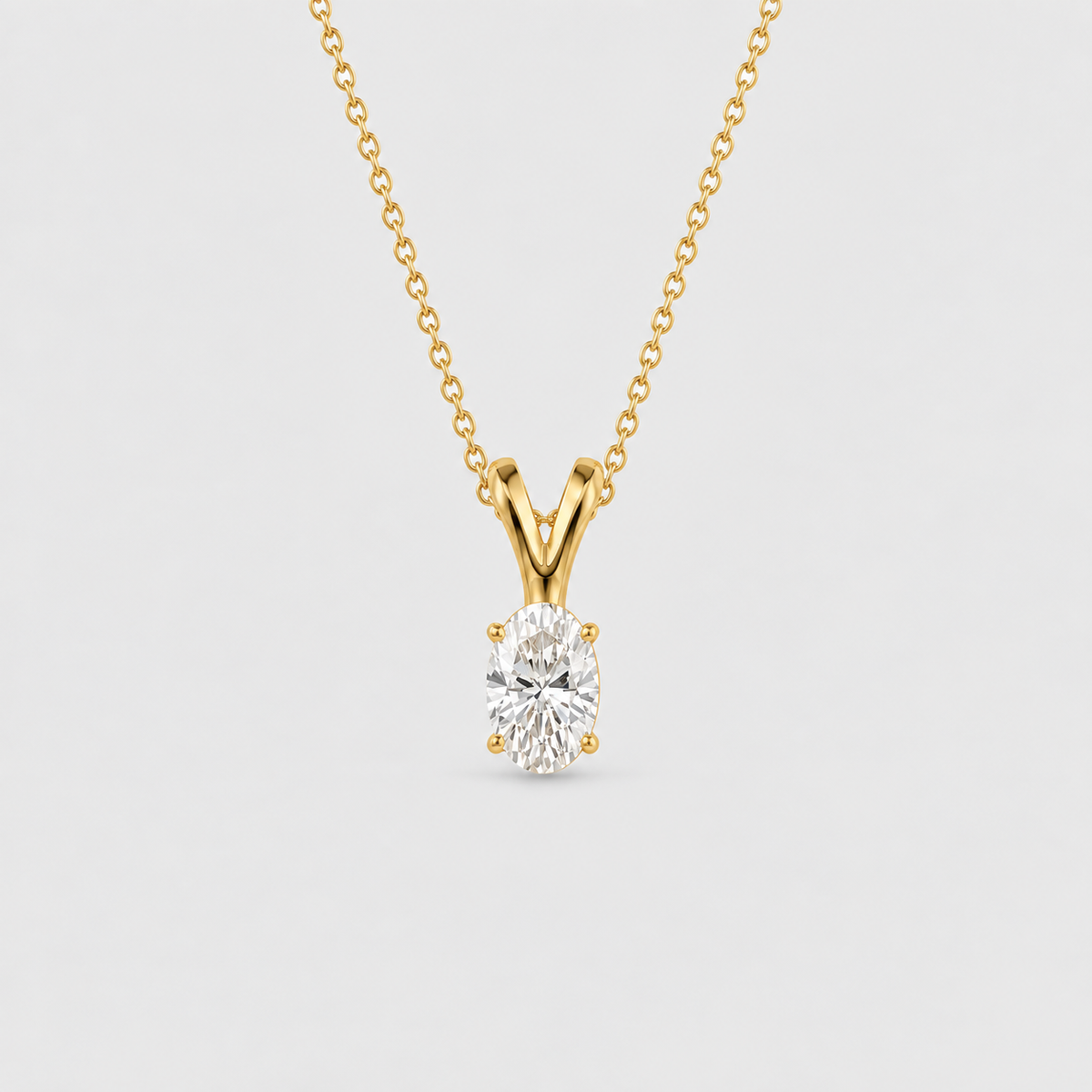 2 Ct. Lab Grown Diamond Oval Cut Solitaire Pendant Necklace (VS-EF)