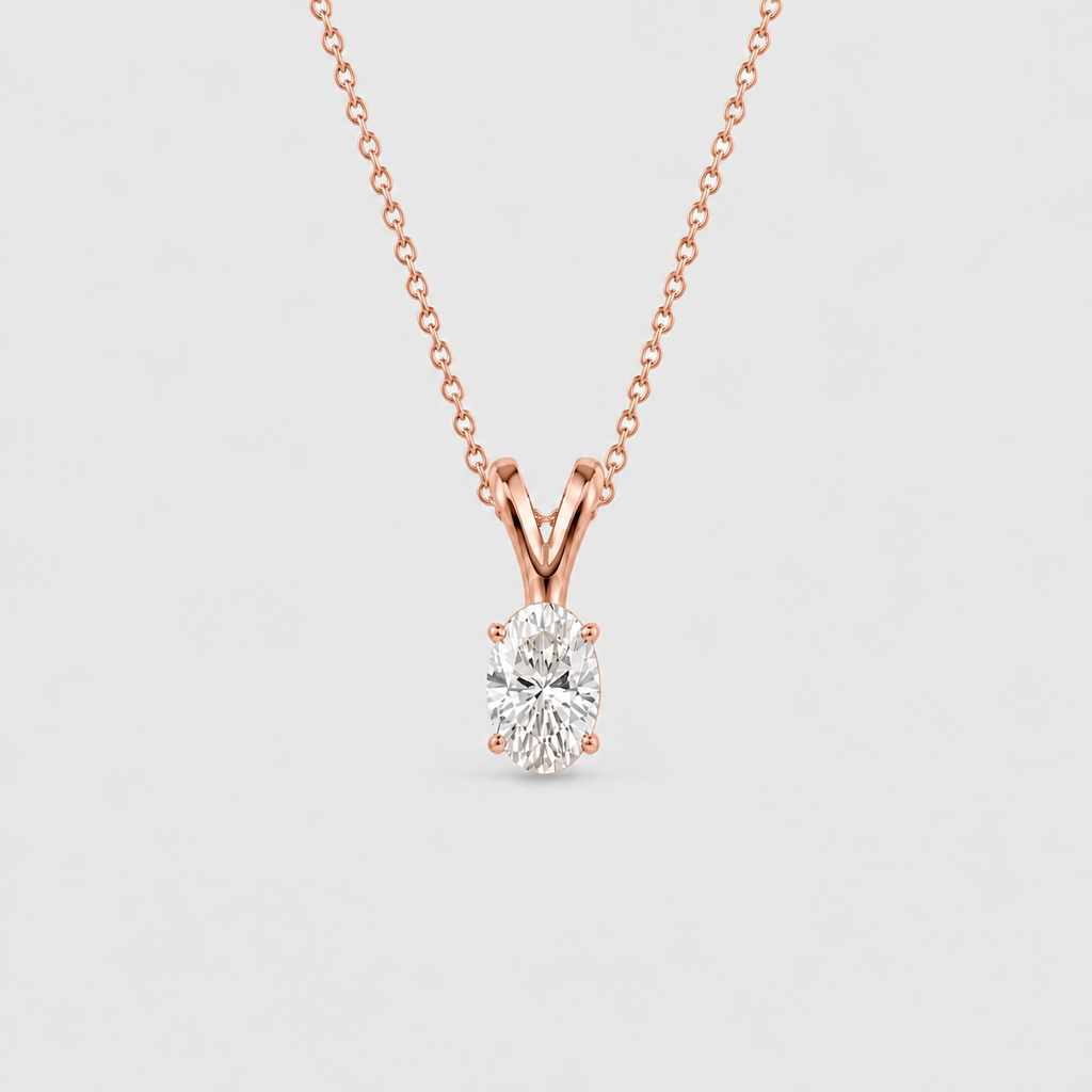 2 Ct. Lab Grown Diamond Oval Cut Solitaire Pendant Necklace (VS-EF)