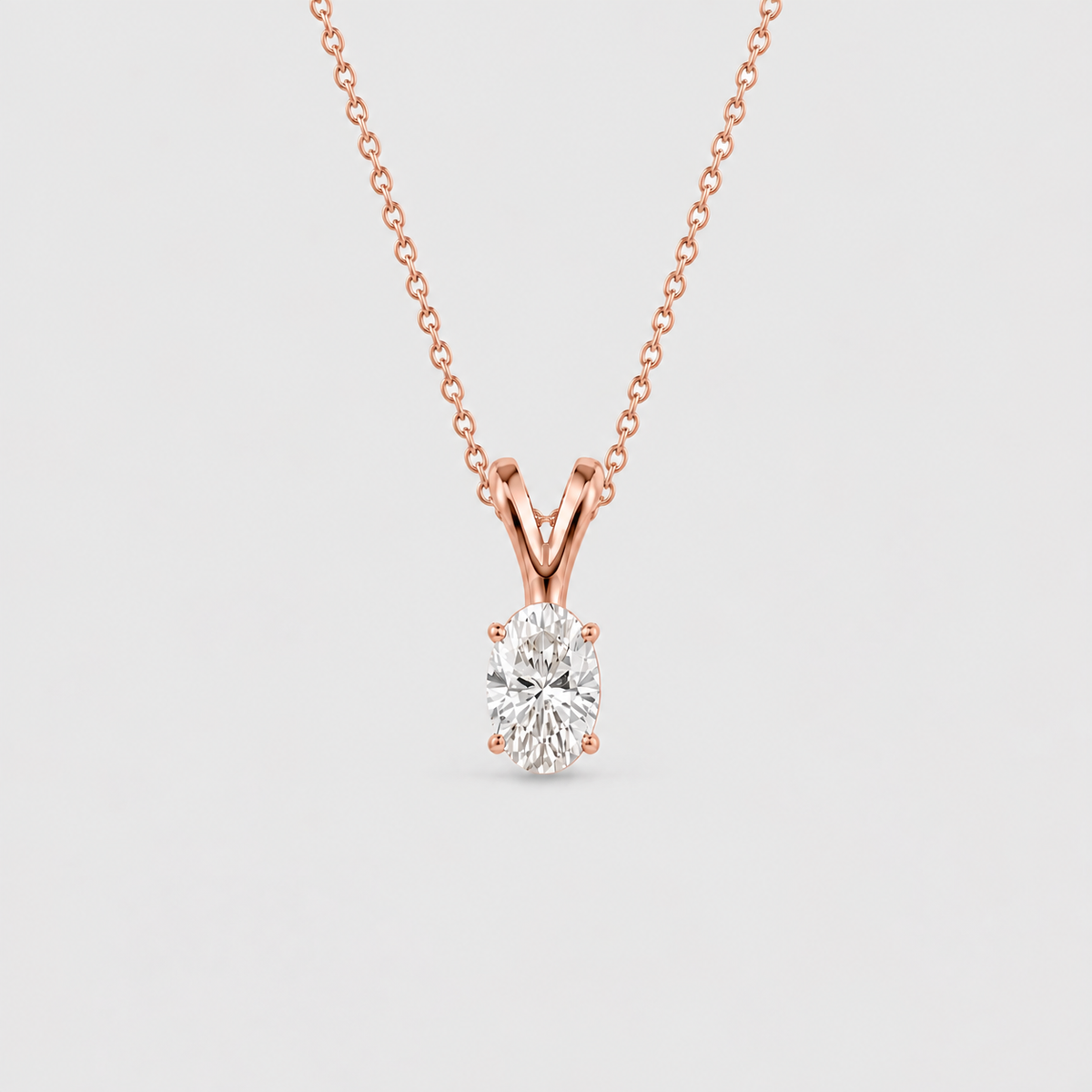 2 Ct. Lab Grown Diamond Oval Cut Solitaire Pendant Necklace (VS-EF)