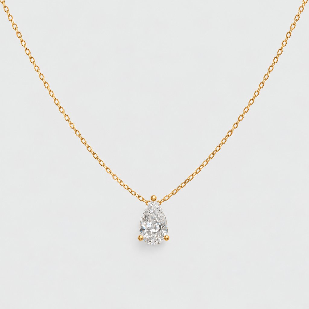 2 Ct. Pear Cut Lab Grown Diamond Solitaire Pendant Necklace (VS-EF)