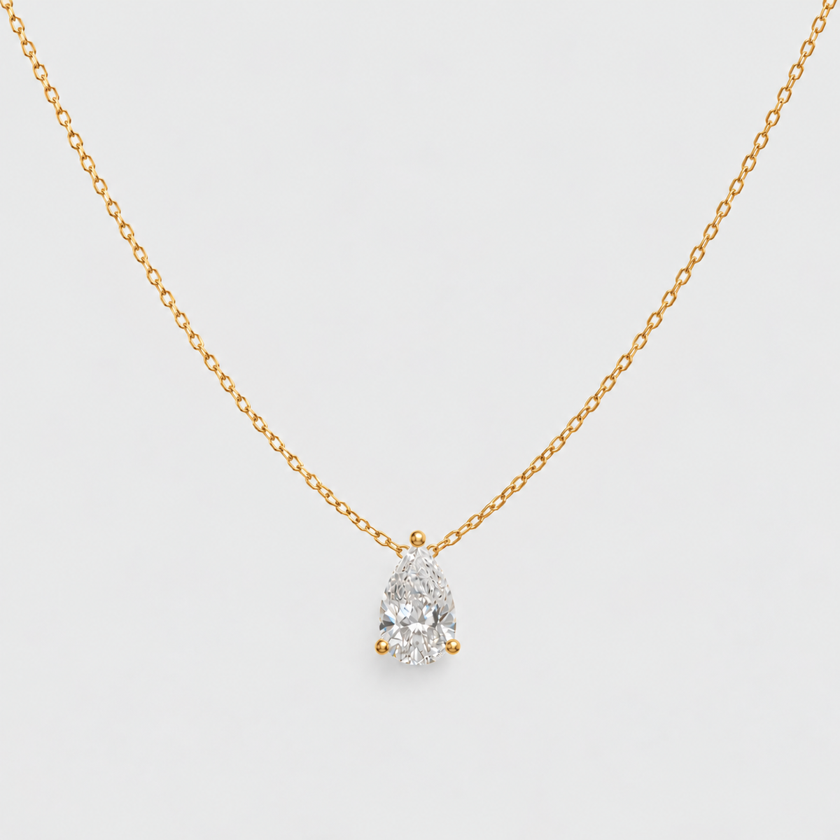 2 Ct. Pear Cut Lab Grown Diamond Solitaire Pendant Necklace (VS-EF)