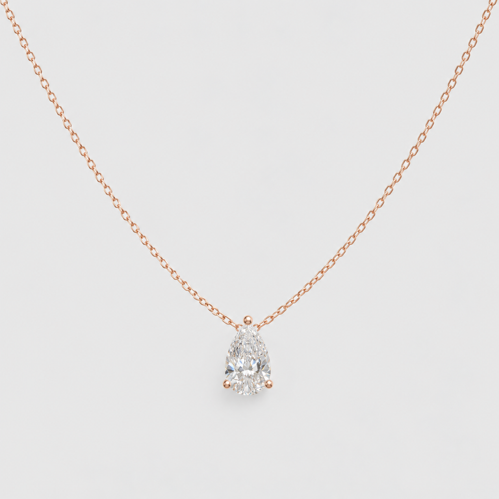 2 Ct. Pear Cut Lab Grown Diamond Solitaire Pendant Necklace (VS-EF)