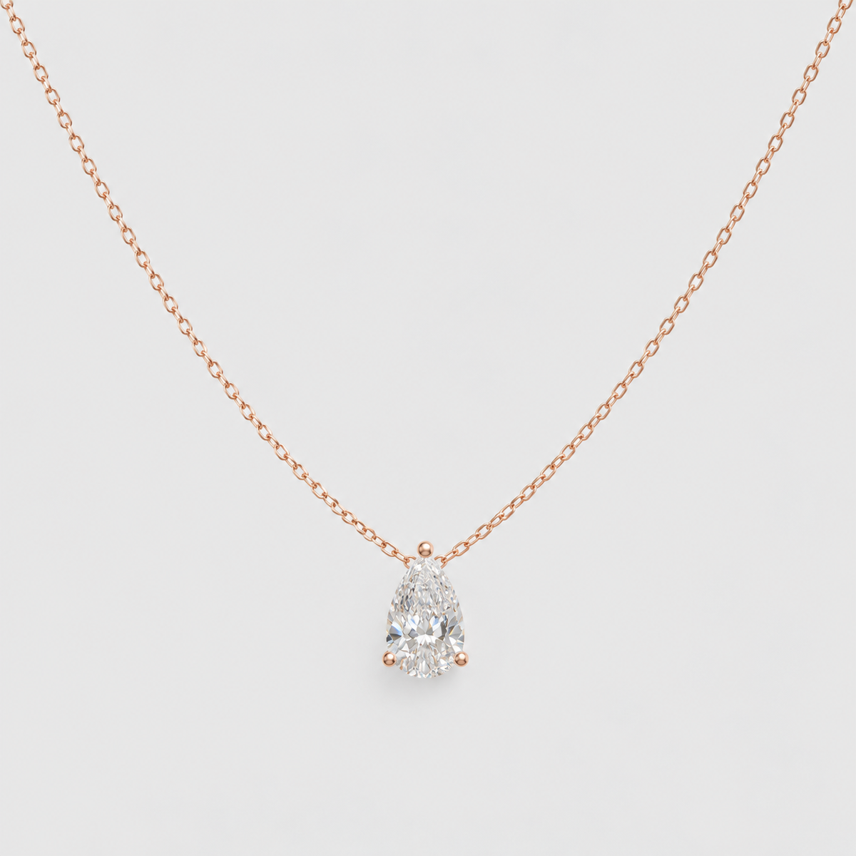 2 Ct. Pear Cut Lab Grown Diamond Solitaire Pendant Necklace (VS-EF)