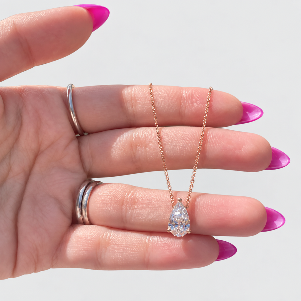 2 Ct. Pear Cut Lab Grown Diamond Solitaire Pendant Necklace (VS-EF)