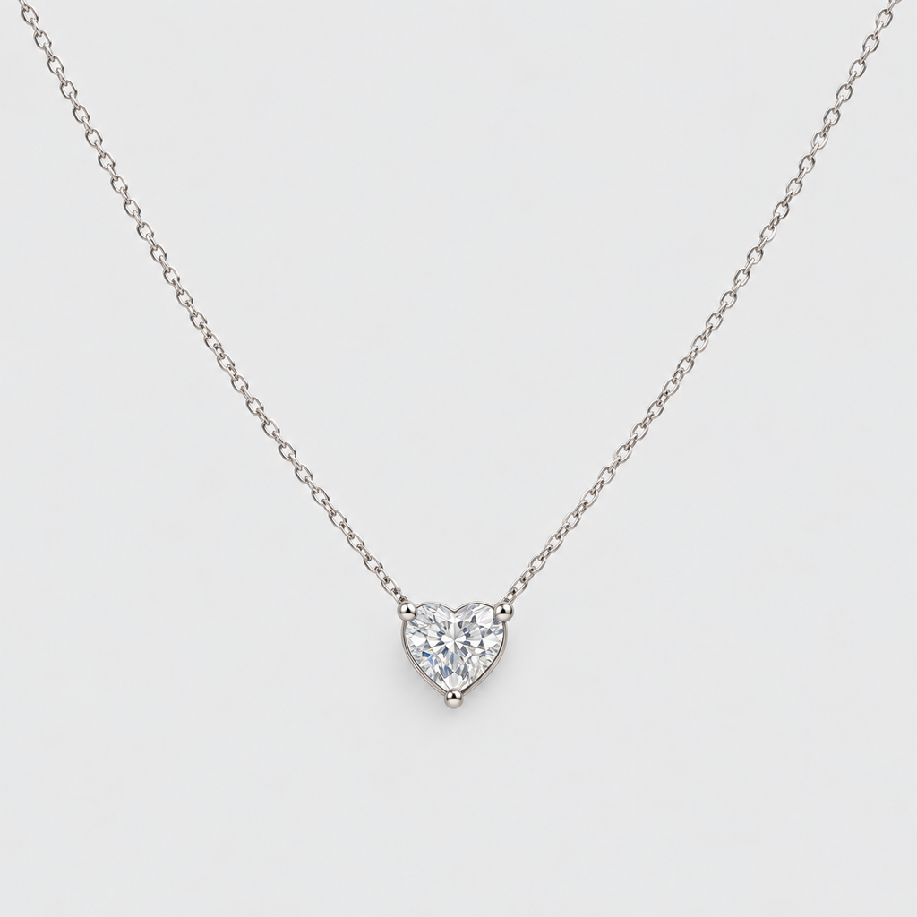 1 Ct. Lab Grown Diamond Heart Cut Solitaire Pendant Necklace (VS-EF)
