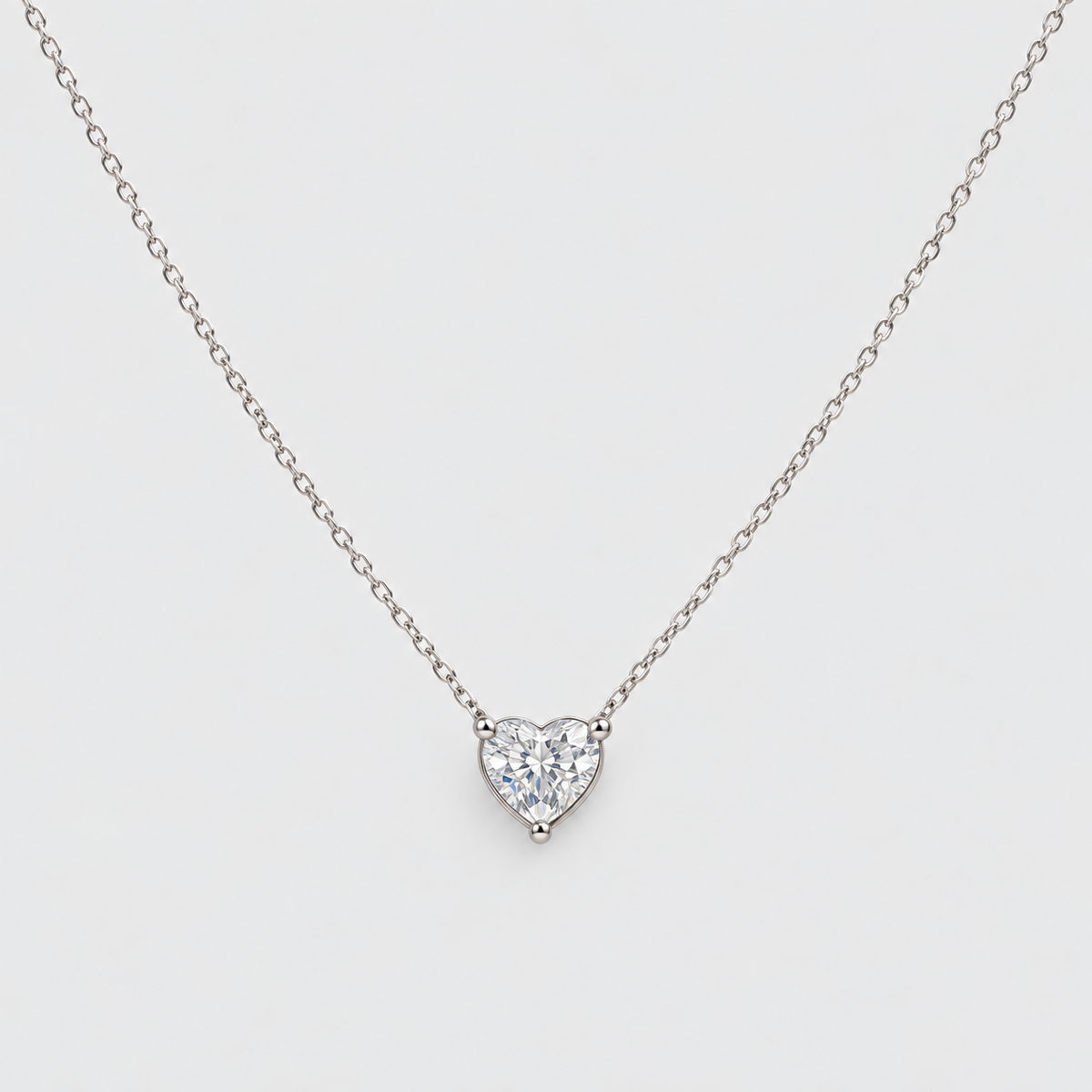1 Ct. Lab Grown Diamond Heart Cut Solitaire Pendant Necklace (VS-EF)