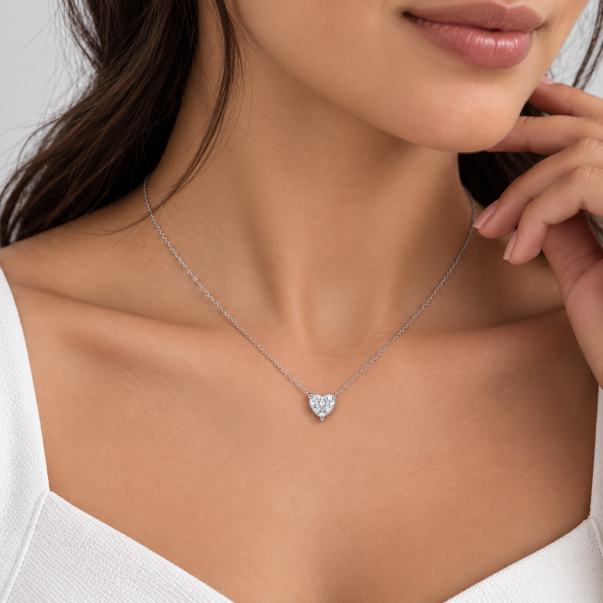 1 Ct. Lab Grown Diamond Heart Cut Solitaire Pendant Necklace (VS-EF)