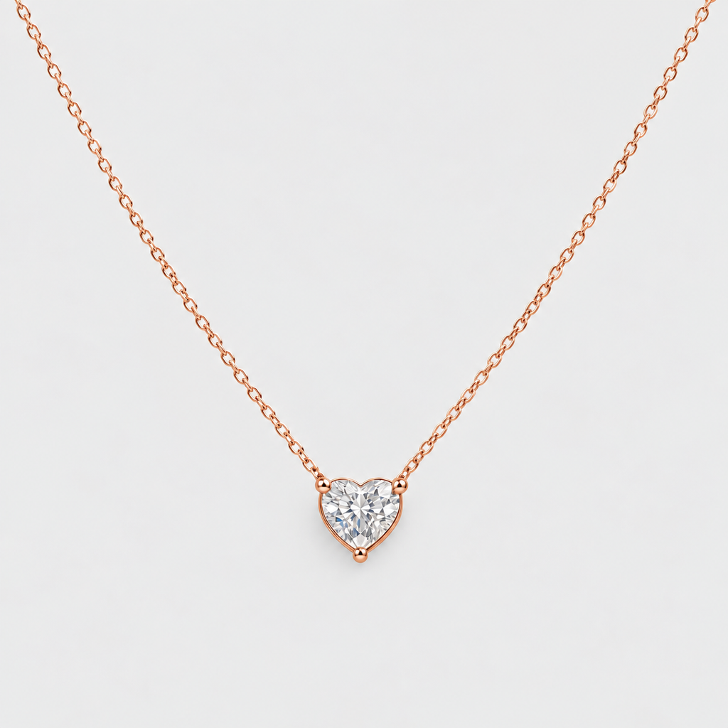 1 Ct. Lab Grown Diamond Heart Cut Solitaire Pendant Necklace (VS-EF)