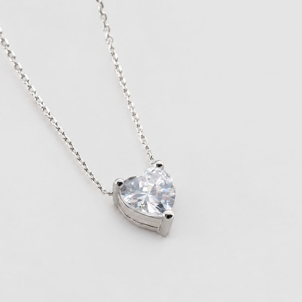 1 Ct. Lab Grown Diamond Heart Cut Solitaire Pendant Necklace (VS-EF)