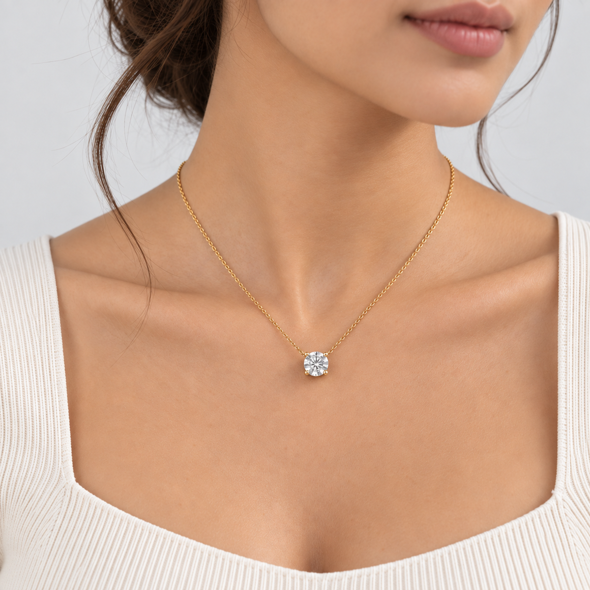 1 Ct. Lab Grown Diamond Round Cut Solitaire Pendant Necklace (VS-EF)