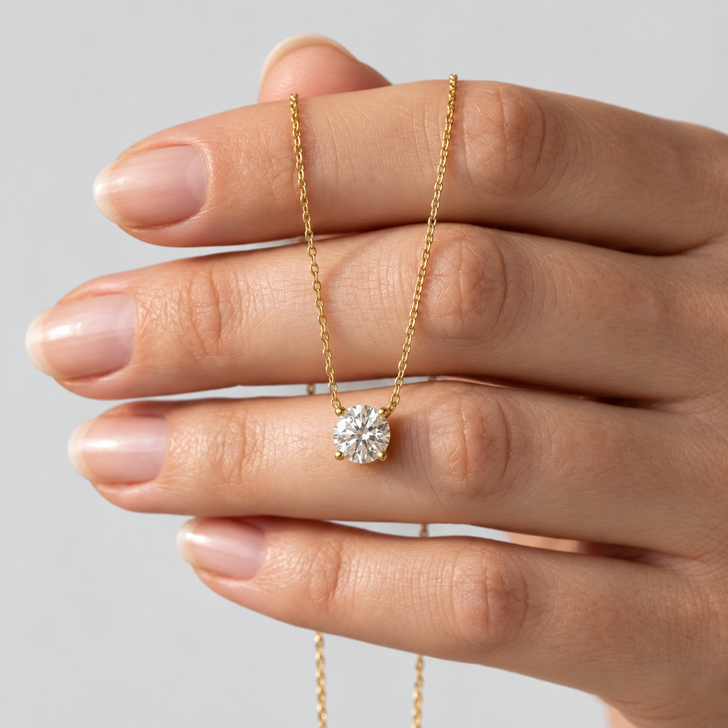 1 Ct. Lab Grown Diamond Round Cut Solitaire Pendant Necklace (VS-EF)