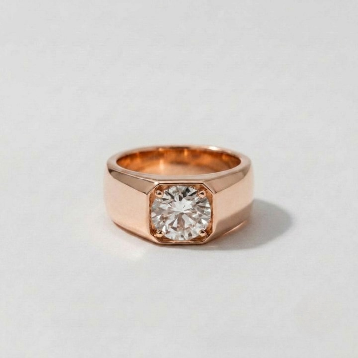 3 Ct. Lab-Grown Diamond Round-Cut Solitaire Men Ring (VS–EF)