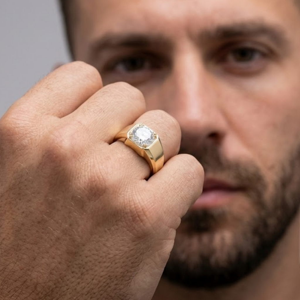 3 Ct. Lab-Grown Diamond Round-Cut Solitaire Men Ring (VS–EF)