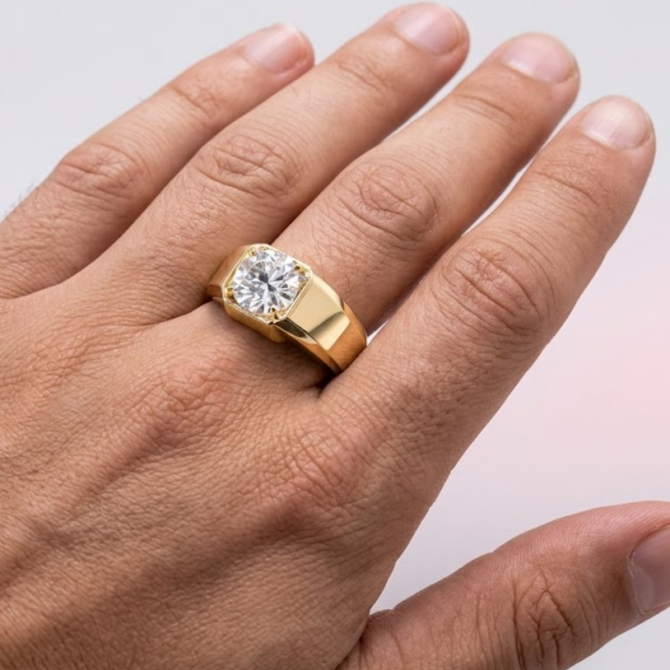 3 Ct. Lab-Grown Diamond Round-Cut Solitaire Men Ring (VS–EF)