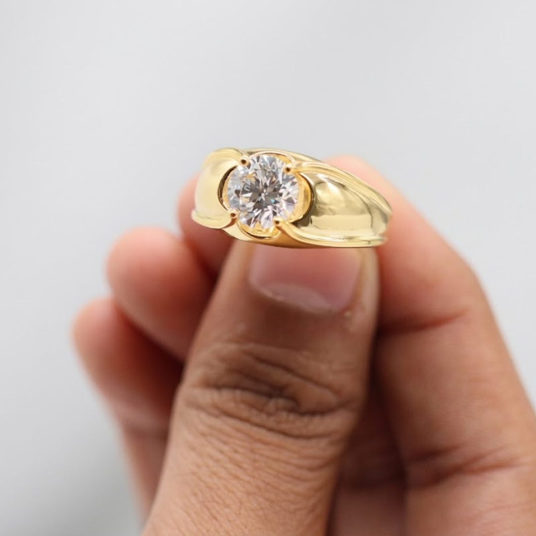 2 Ct. Lab-Grown Diamond Round Cut Solitaire Men Ring (VS-EF)