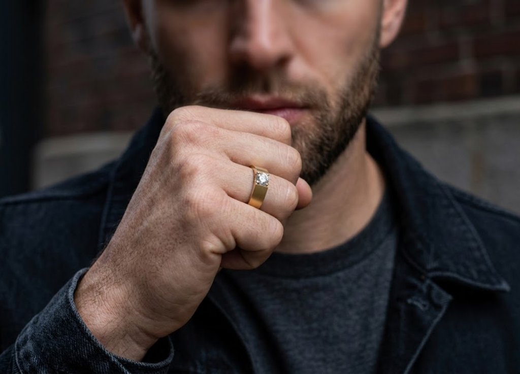 1 Ct. Lab-Grown Diamond Princess-Cut Men’s Ring (VS–EF)