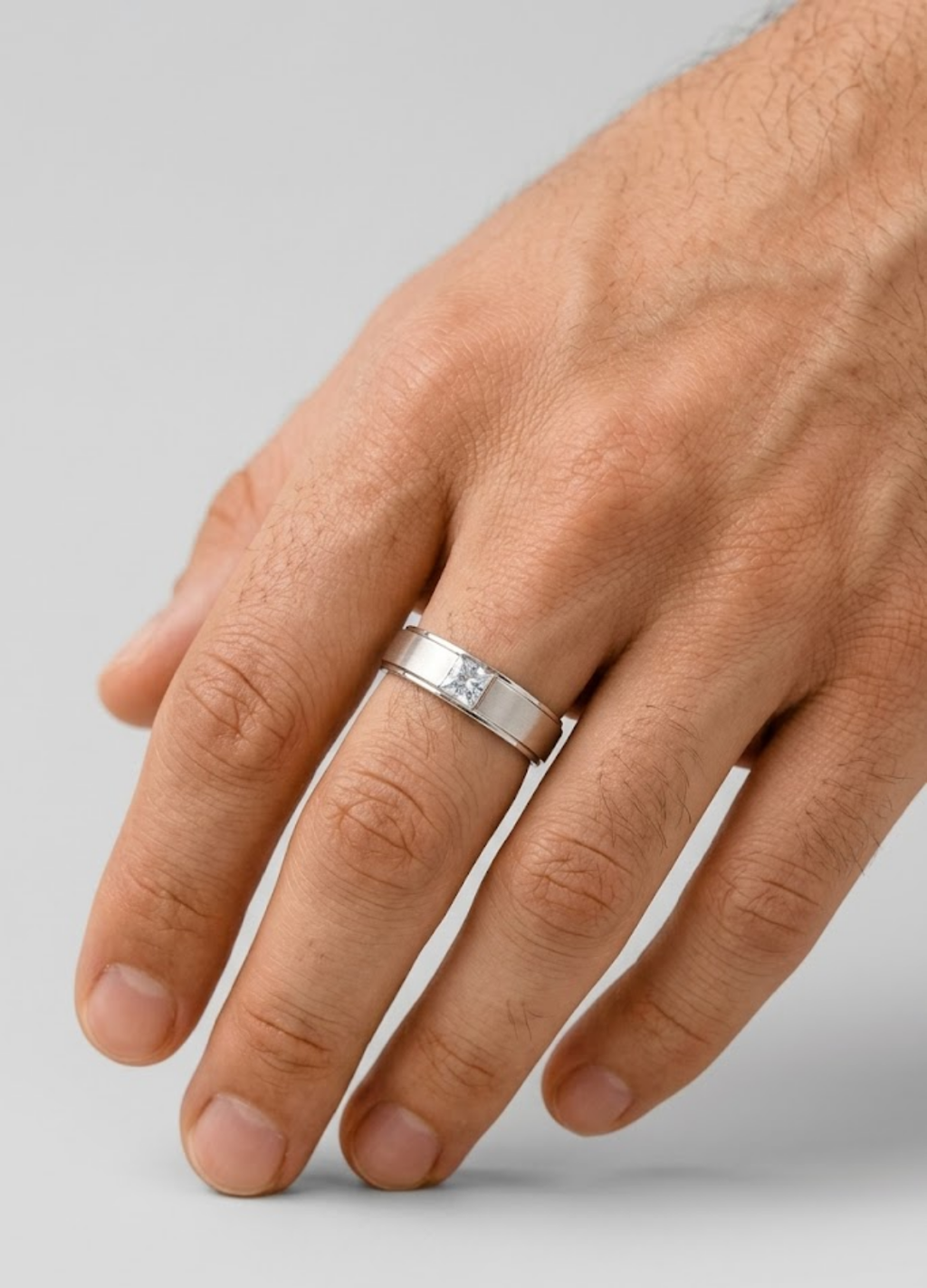 1 Ct. Lab-Grown Diamond Men's Princess Cut Solitaire Ring (VS-EF)