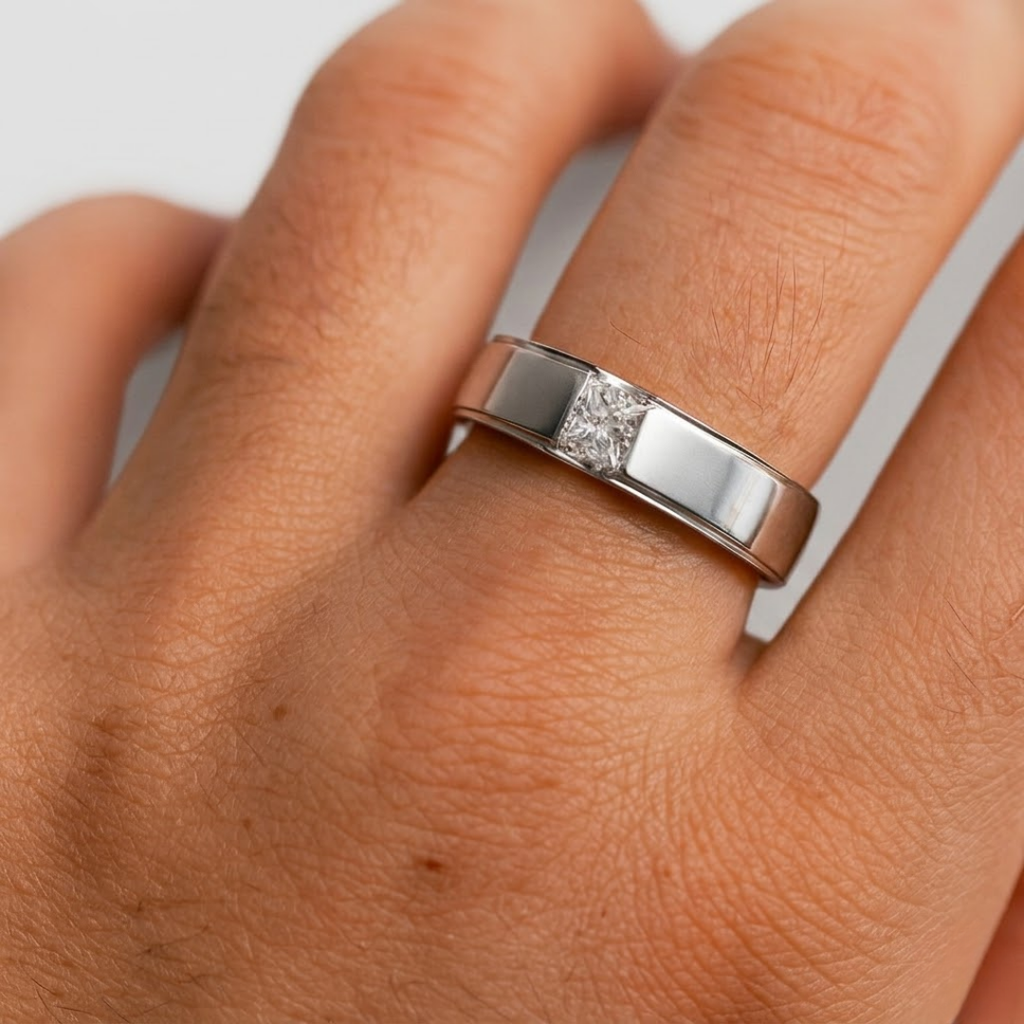 1 Ct. Lab-Grown Diamond Men's Princess Cut Solitaire Ring (VS-EF)