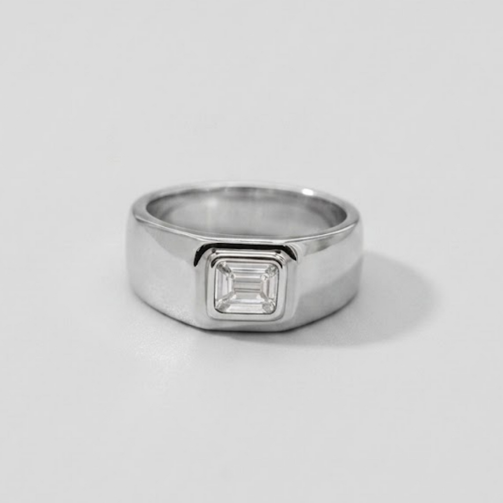 3 Ct. Lab-Grown Diamond Emerald Cut Solitaire Men Ring (VS–EF)
