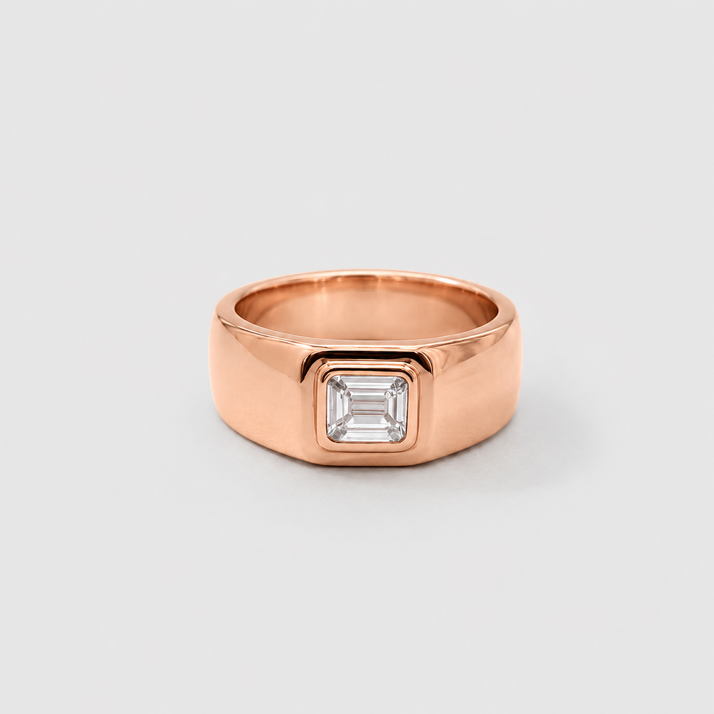 3 Ct. Lab-Grown Diamond Emerald Cut Solitaire Men Ring (VS–EF)