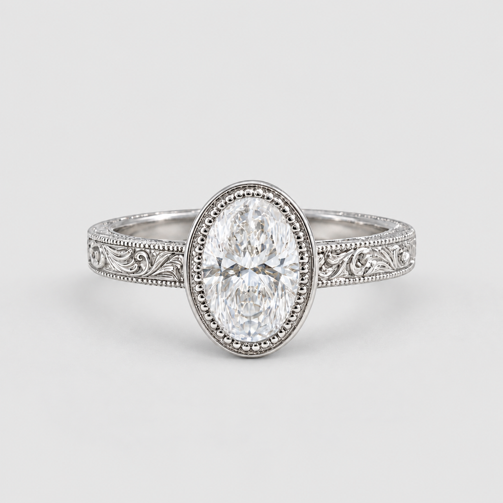4 Ct. Lab-Grown Diamond Oval Cut Bezel Engagement Ring (VS-EF)