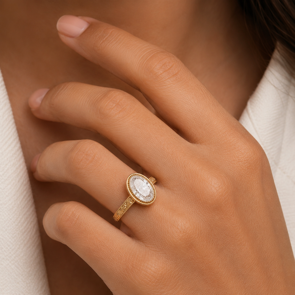 4 Ct. Lab-Grown Diamond Oval Cut Bezel Engagement Ring